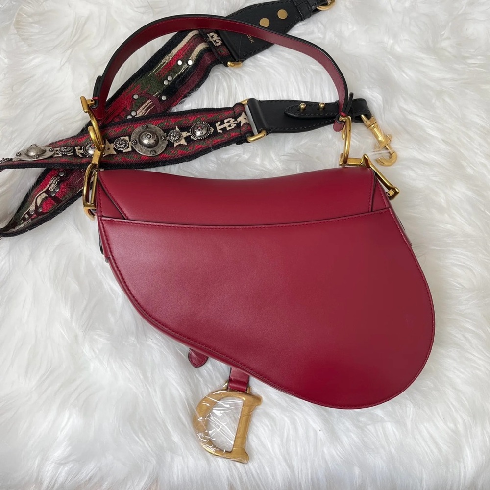 DIOR | Red & Multicolour Embroidered Studded Shoulder Strap - Picture 6 of 6